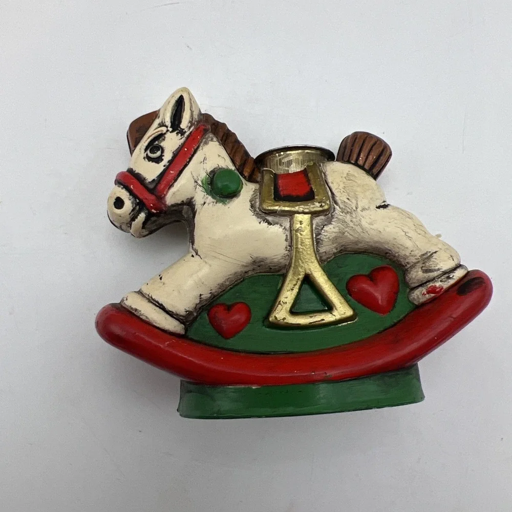 Vintage Holiday Memories Collector Ornament  Rocking Horse Candle Holders NIB